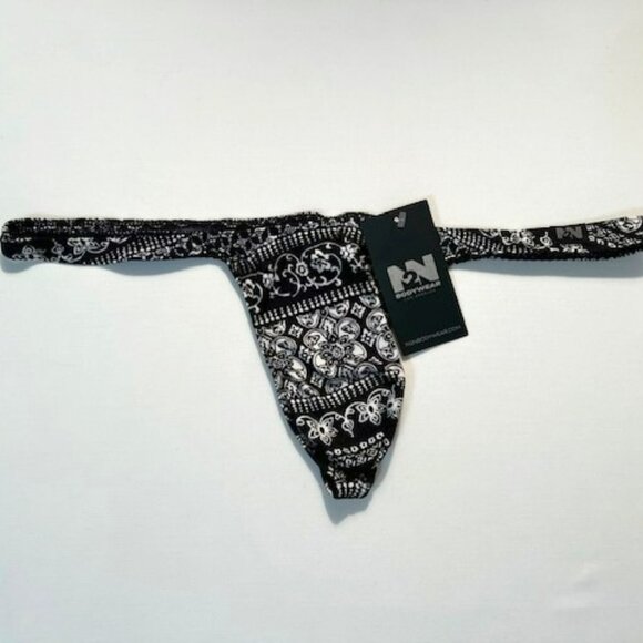 N2N Bodywear Size “M” Provence T-Back Thong- Black/White Batik Design - Picture 6 of 13